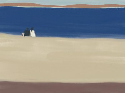 Couple Sitting by the Sea