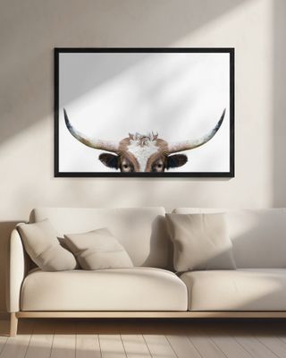 Peeking Longhorn Cow