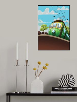 Green Tram On A Sunny Day