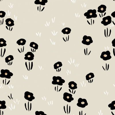 Minimalistic Wildflower black and white pattern