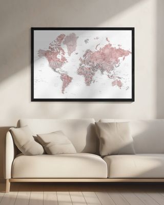 Detailed world map with cities, Piper