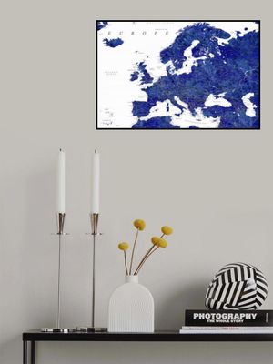 Navy blue detailed map of Europe