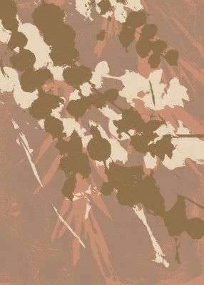 Abstract Botanical. Florals in gold, white, light terra.