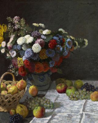 Still Life With Flowers and Fruit (1869) By Claude Monet