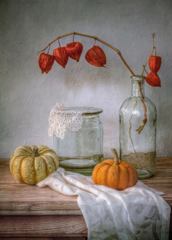 Still life with Physalis and Pumpkin