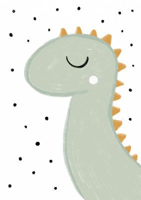 Cartoon Dinosaur with Orange Spines