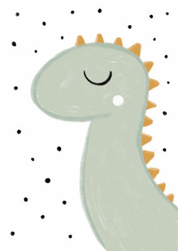 Cartoon Dinosaur with Orange Spines