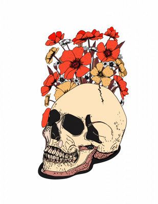 Skull And Flowers
