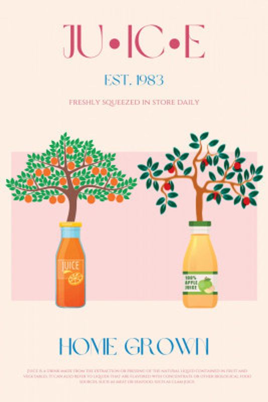 Orange and Apple Trees with Juice Bottles