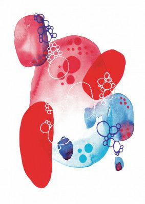 Red Blue Watercolor Abstract