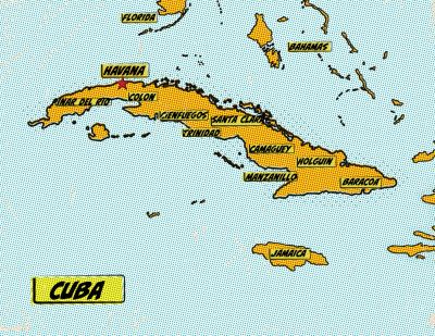 Cuba Comic Book Pop Art Map