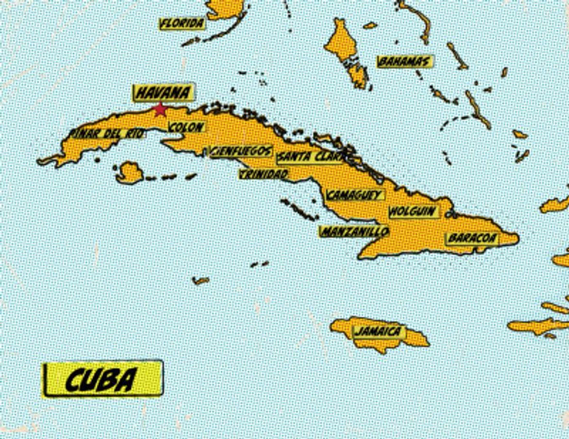 Cuba Comic Book Pop Art Map