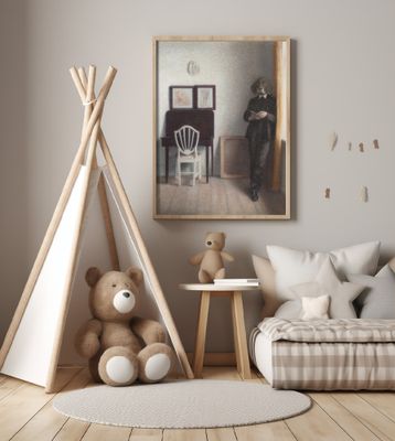 Interior With Young Dog Reading