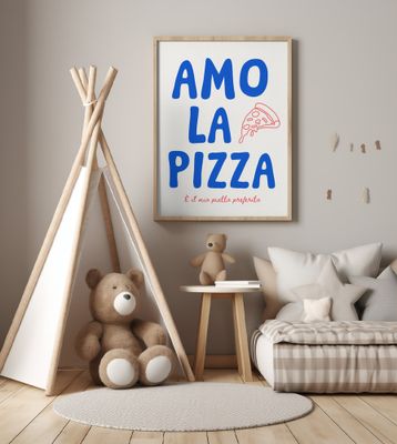 Amo la pizza - blue/red