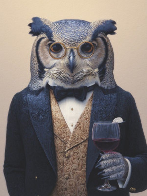 Owl In Midnight Blue Tuxedo