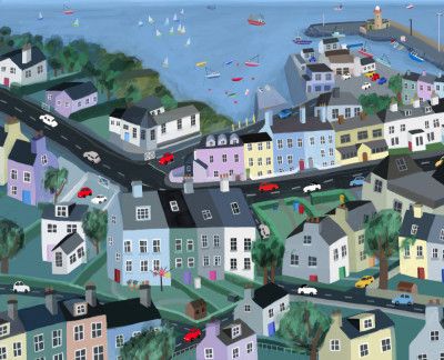 Beautiful Dunmore East, Ireland illustrated by Artist Carla Daly