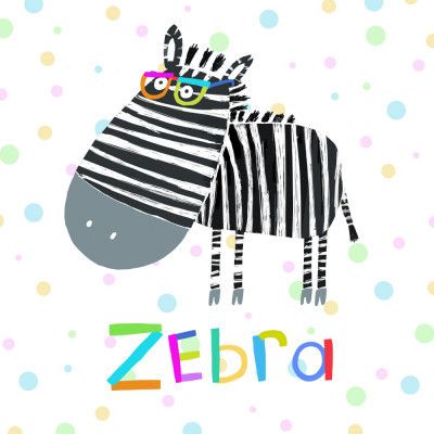Funny Zebra Wearing Glasses by Illustrator Carla Daly