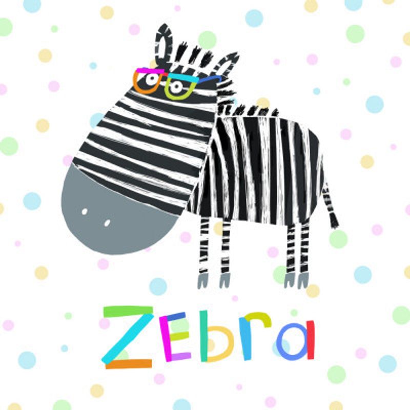 Funny Zebra Wearing Glasses by Illustrator Carla Daly