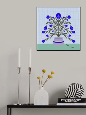 Tulips in a vase - blue and green