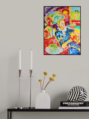 Self Portrait after Degas: The Millinery Shop, Tamara Jare, oil on canvas, 2025