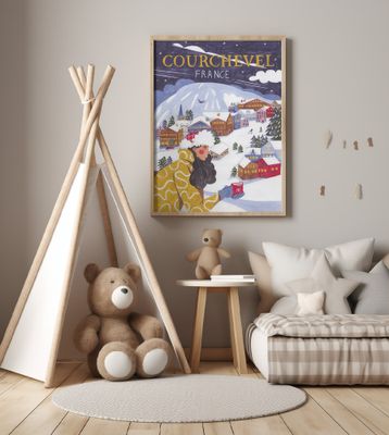 Travel Poster woman in France, Courchevel