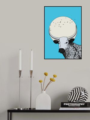 Surreal Cow With Large Horns