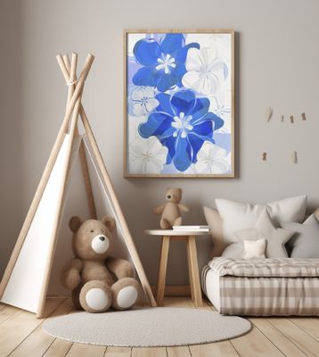Blue Paint Flowers