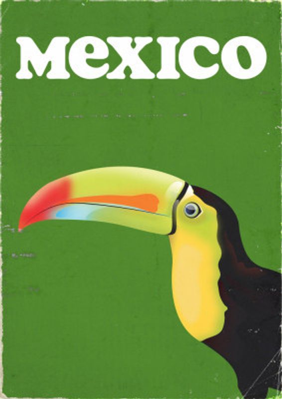 Mexico Toucan vintage Travel Poster