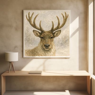 Deer In Snowy Winter Forest