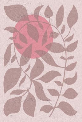 Leaves Silhouettes with a Pink Sun