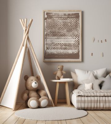 Neutral Pattern. White monotype texture on brown.