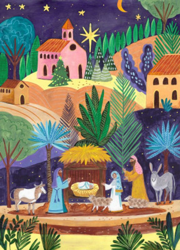 Nativity Scene starry night Christmas