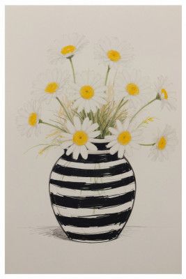 Striped Vase Daisies