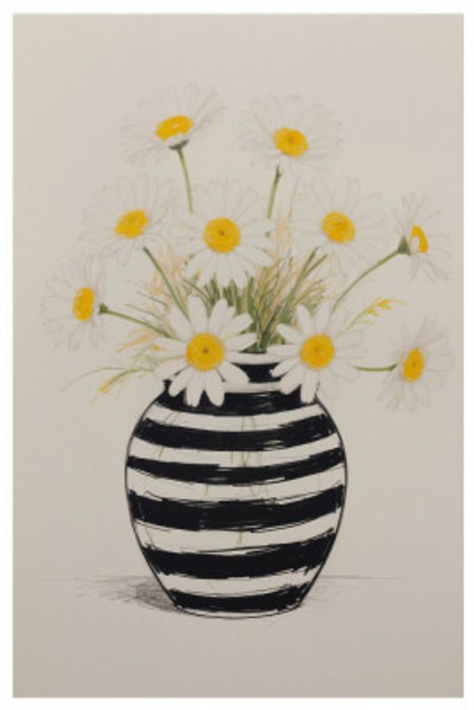 Striped Vase Daisies