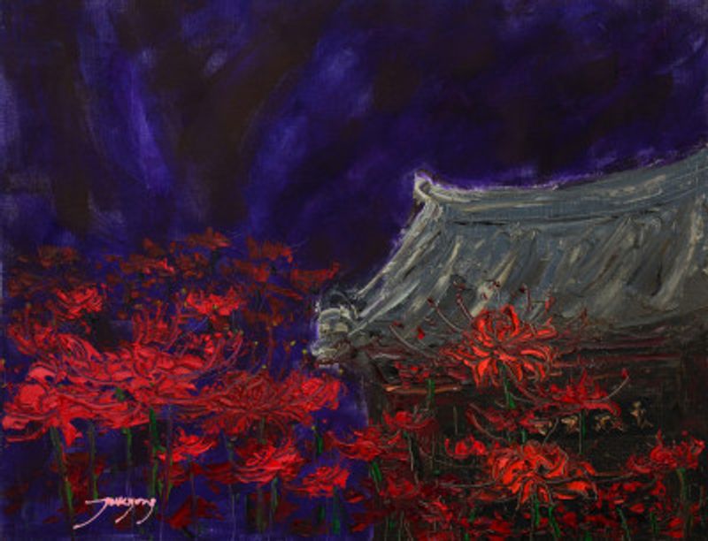 Red Spider Lilies At Night