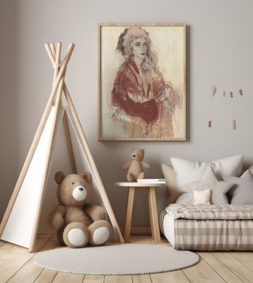 Contemplative Woman In Warm Red Tones