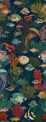 coral reef deep silence dark teal pattern