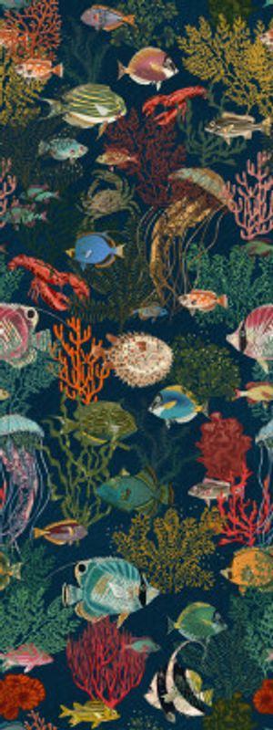 coral reef deep silence dark teal pattern