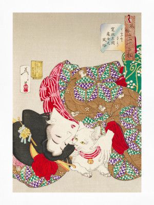 Woman With Pet Kansei Era (1888)    Boarder   By Tsukioka Yoshitoshi