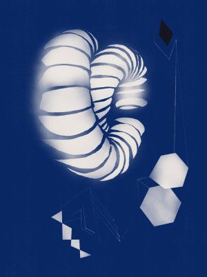 Striped Form with Geometric Shapes