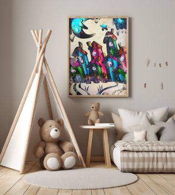 The moon is awake in the city