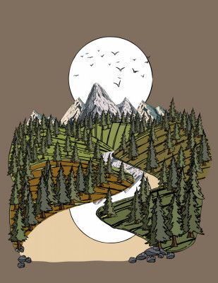 Mountain under the Moon