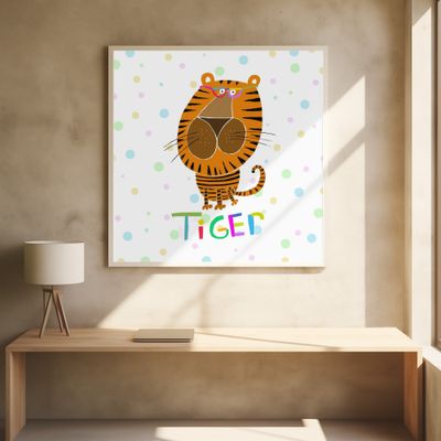 Happy Tiger Wearing Glasses by Illustrator Carla Daly