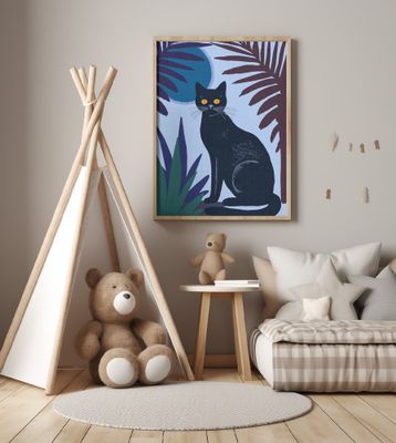 Black Cat with Yellow Eyes