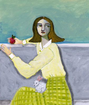 Lady Sitting with Rabbit