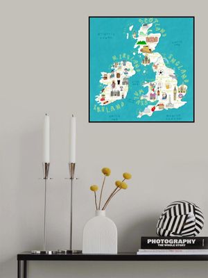 Map of UK and Ireland with Country Icons by Artist Carla Daly
