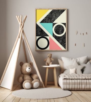 Vibrant Geometric Design with Distressed Textures