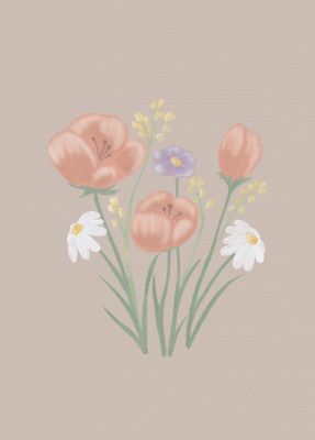 Painterly Wildflower Meadow Florals Brown