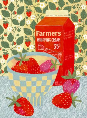 Strawberries In A Checkered Bowl