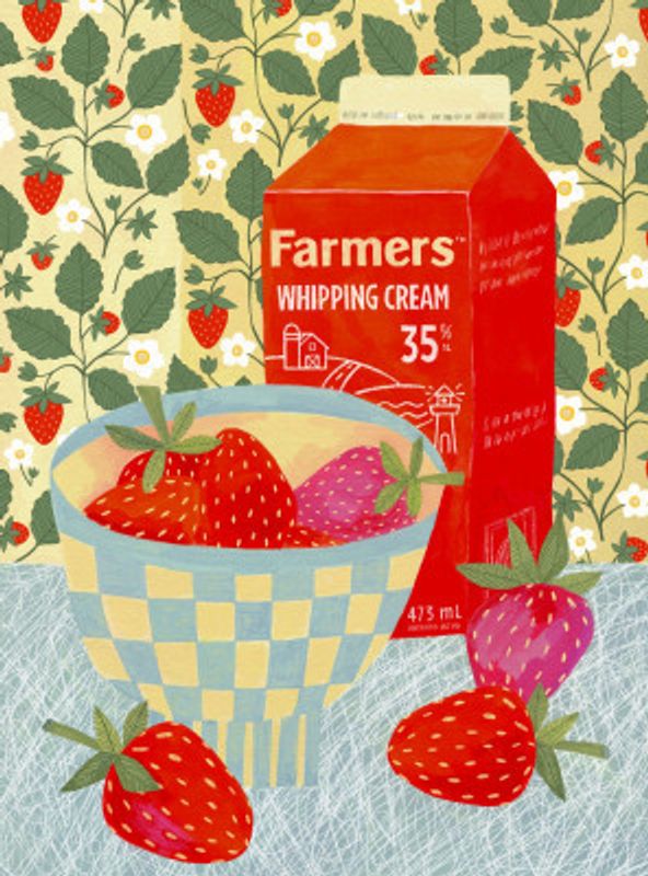 Strawberries In A Checkered Bowl